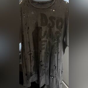 DSQUARED2 Distressed Black/Grey Graphic Short Sleeve Tee